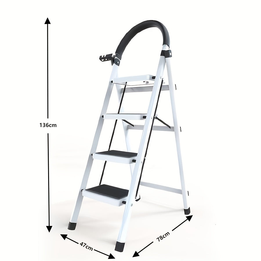 Scala Pieghevole 3-6 Gradini in Metallo | Antiscivolo, Robusta e Portatile per Casa e Officina