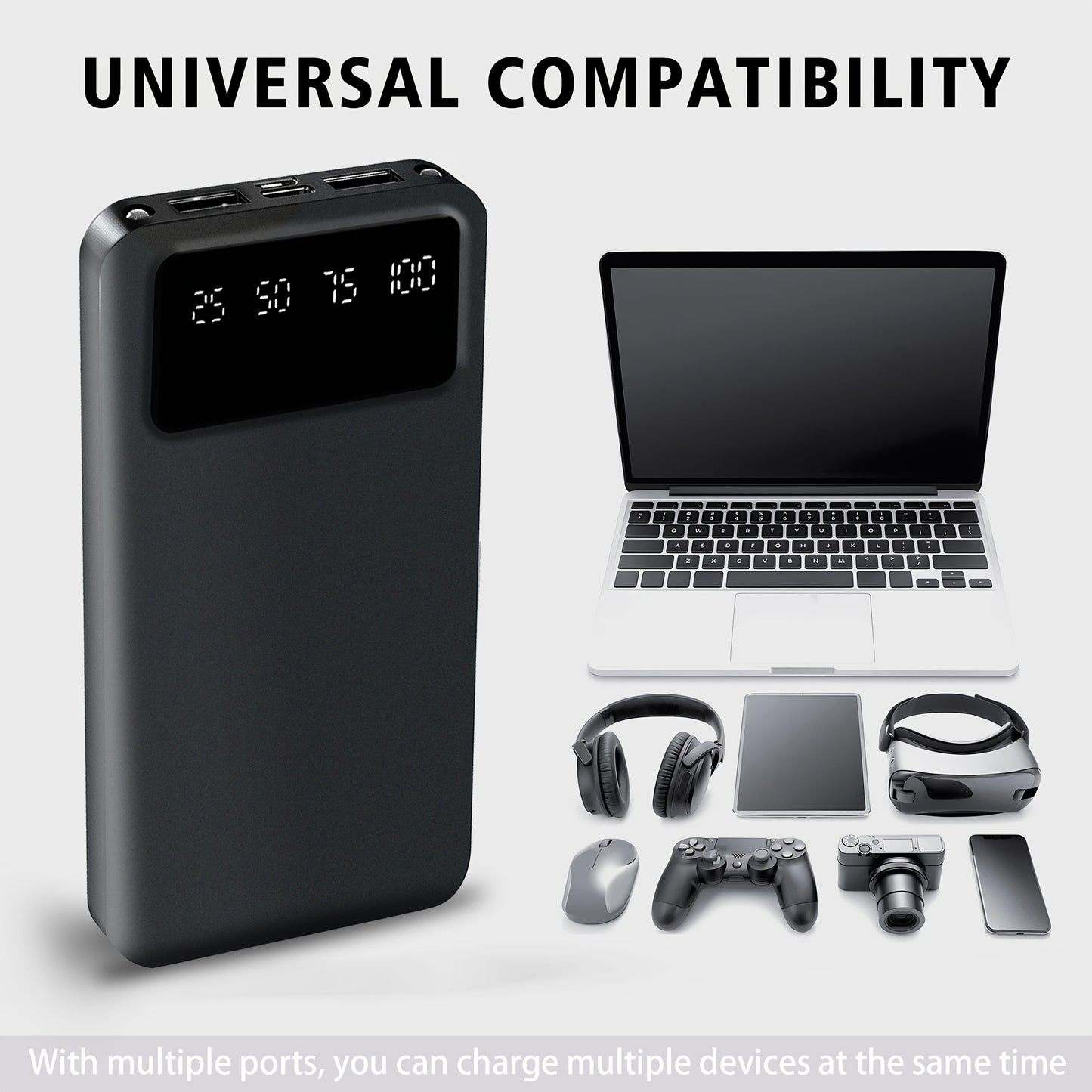 Power Bank 20000mAh HXEternal con Display LED Digitale - Caricabatterie Portatile Dual USB Type-C per iOS e Android