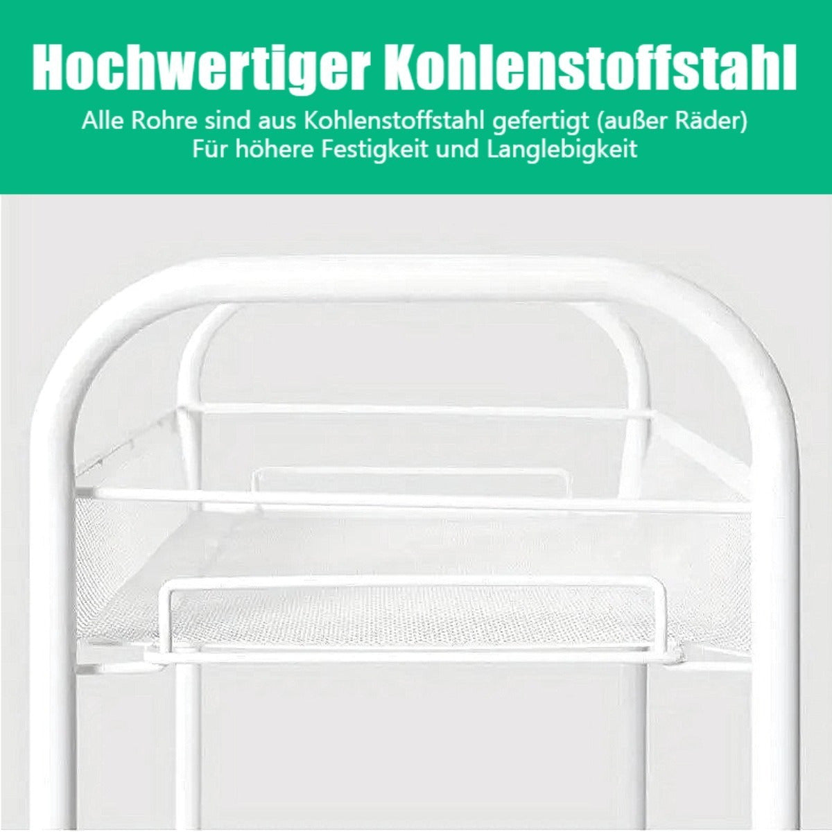 Carrello 4 Ripiani con Ruote Girevoli 360° - Capacità 40kg - Ripiani Regolabili per Cucina Bagno Ufficio