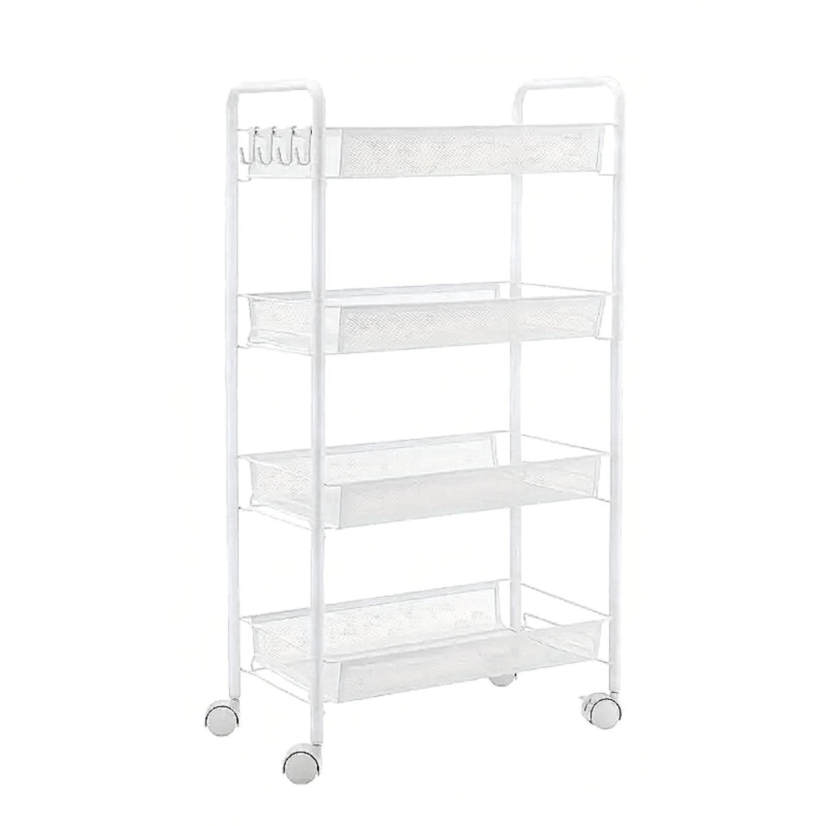 Carrello 4 Ripiani con Ruote Girevoli 360° - Capacità 40kg - Ripiani Regolabili per Cucina Bagno Ufficio