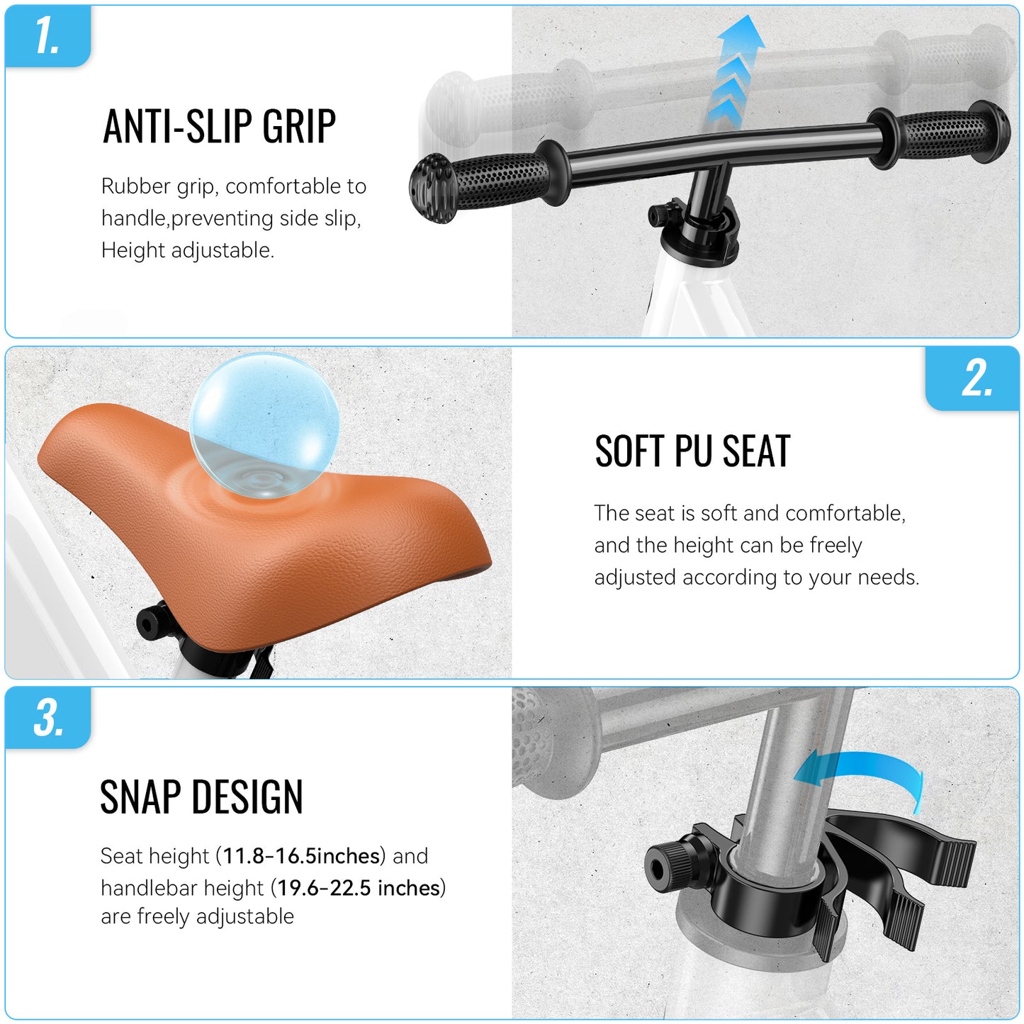 SEREED Balance Bike, 2025 Upgrade Toddler Balance Bike for 2-5 Years Old Boys & Girls, No Pedal Kids Bicycle Toys, Tool-Free Adjustment, Customize Plate with Stickers,