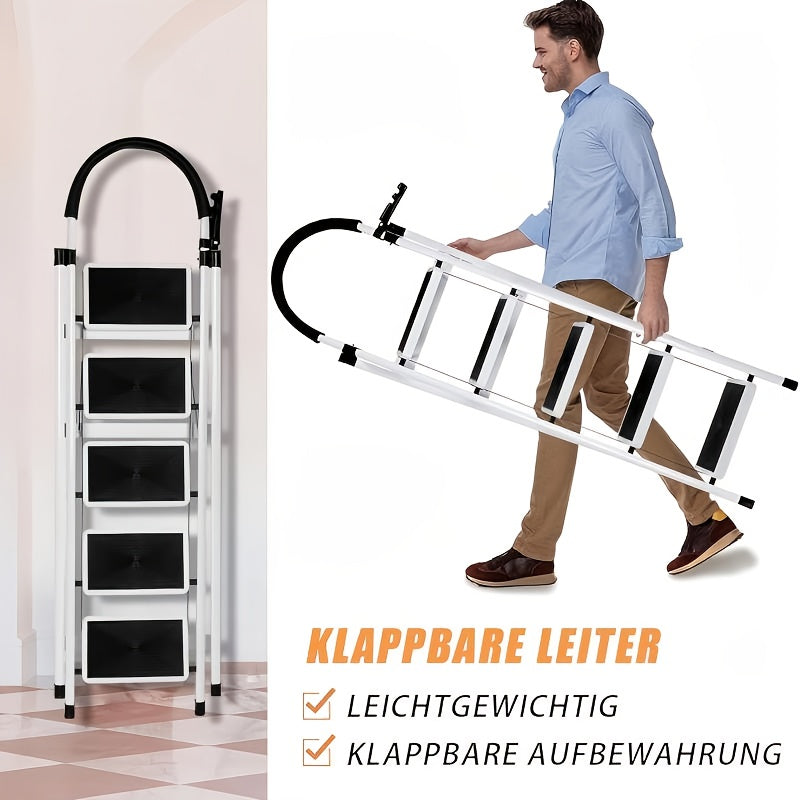 Scala Pieghevole 3-6 Gradini in Metallo | Antiscivolo, Robusta e Portatile per Casa e Officina