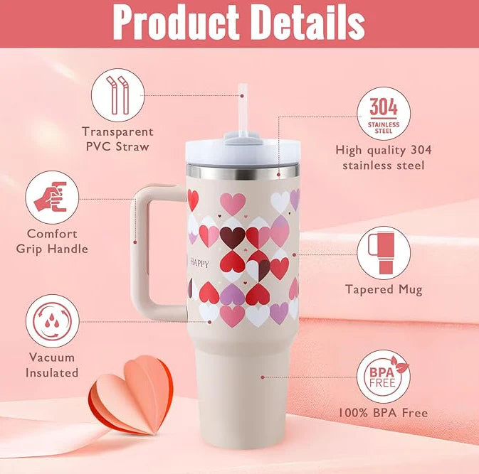 Stainless Steel Spill Proof Vacuum Coffee Cup Tumbler With Lid Tapered Mug Gifts For Valentine Lover